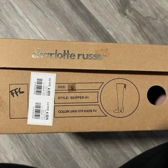 Grey Over-The-Knee Heeled Boots - Picture 3 of 4